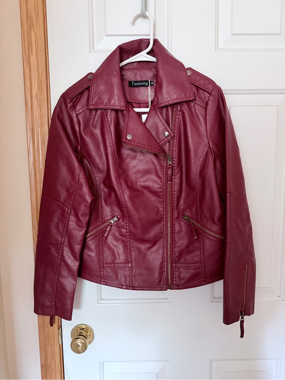 Tanming Faux Leather Moto Jacket - Women's Burgundy